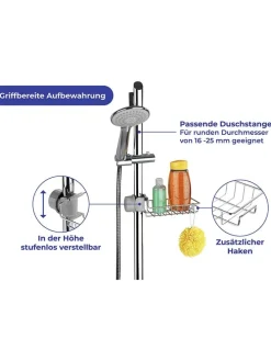 Duschablage in Silber - (B)10 x (H)17 x (T)4 cm