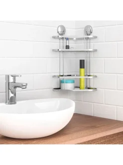 Dusch-Eckablage in Chrom - (B)22 x (H)34 x (T)18 cm