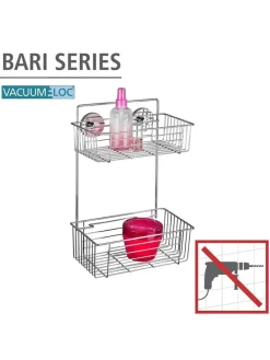 Duschregal "Vacuum-Loc Bari" in Silber - (B)26 x (H)38 x (T)17 cm