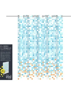 Duschvorhang "Mosaik" in Blau/ Orange - (B)180 x (H)200 cm