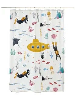 Duschvorhang "Submarine" in Weiß/ Bunt - (L)180 x (B)175 cm