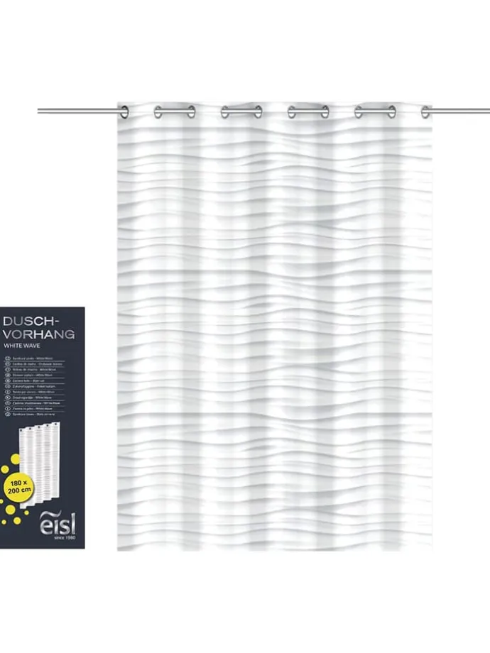 Duschvorhang "White Wave" in Weiß - (B)180 x (H)200 cm