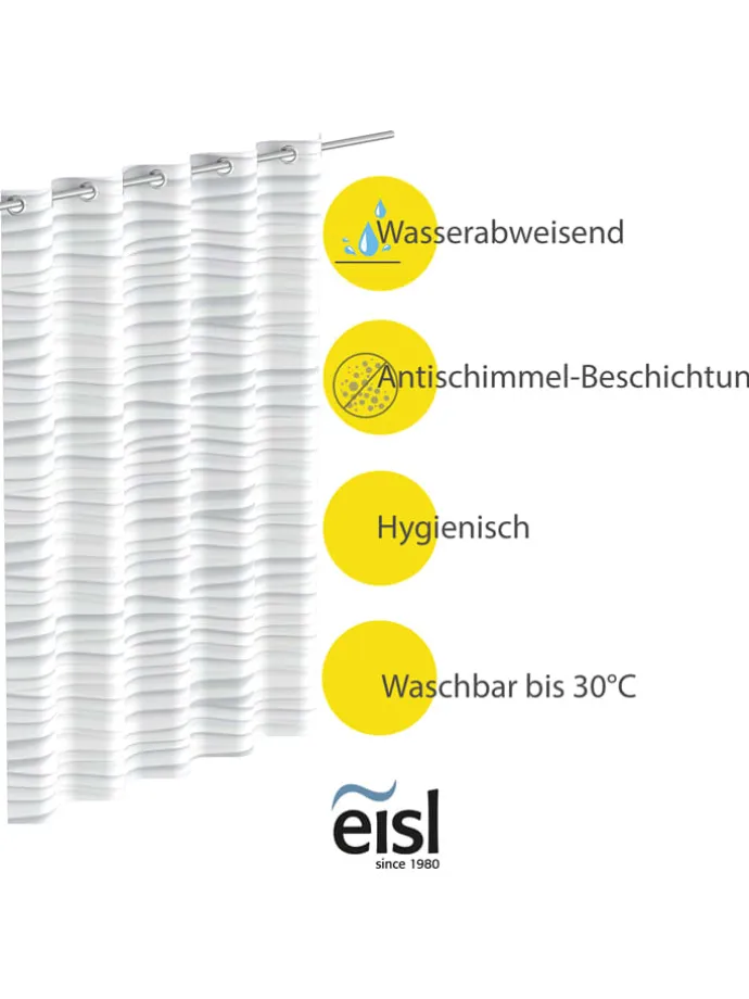 Duschvorhang "White Wave" in Weiß - (B)180 x (H)200 cm
