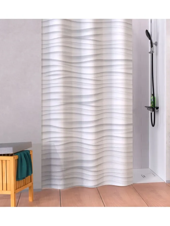 Duschvorhang "White Wave" in Weiß - (B)180 x (H)200 cm