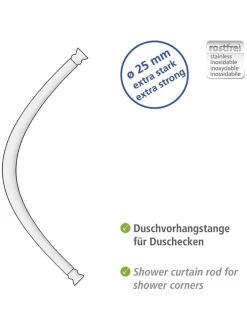 Duschvorhangstange in Silber - Ø 2,5 cm
