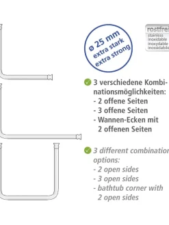 Duschvorhang-Winkelstange in Silber
