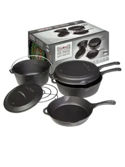 Dutch Oven Gusseisen Set 6teilig in schwarz