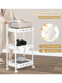 3 Ebenen Rollwagen in Weiß