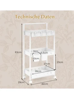 3 Ebenen Rollwagen in Weiß