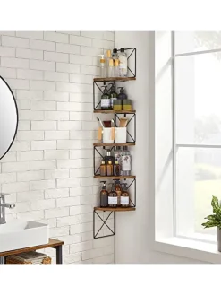 Eckenregal in Braun/ Schwarz - (B)20 x (H)127,5 x (T)20 cm