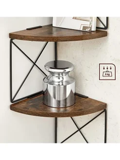 Eckenregal in Braun/ Schwarz - (B)20 x (H)127,5 x (T)20 cm