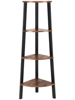 Eckenregal in Braun/ Schwarz - (B)34 x (H)125 x (T)34 cm