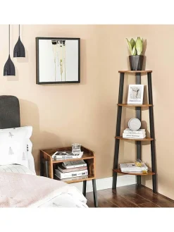 Eckenregal in Braun/ Schwarz - (B)34 x (H)125 x (T)34 cm