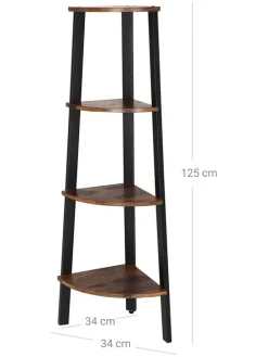 Eckenregal in Braun/ Schwarz - (B)34 x (H)125 x (T)34 cm