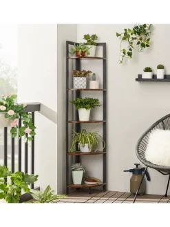 Eckregal in Braun/ Schwarz - (B)30 x (H)150 x (T)30 cm