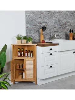 Eckschrank in Natur - (B)58 x (H)92 x (T)30 cm