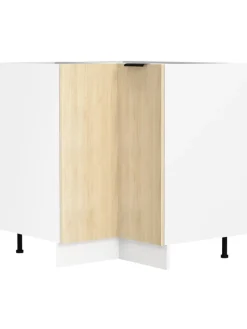 Eckschrank Küchenschrank Unterschrank Küche Fasola in Weiß / Honig-Eiche