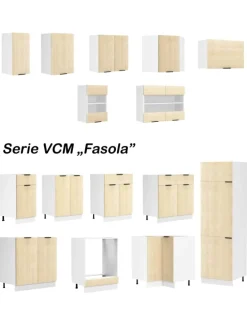 Eckschrank Küchenschrank Unterschrank Küche Fasola in Weiß / Honig-Eiche