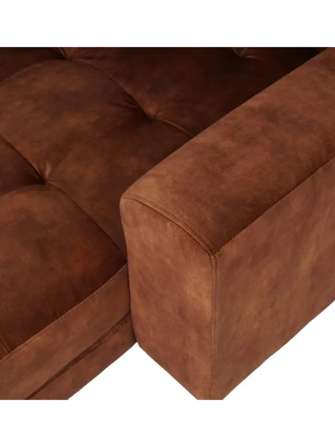 Ecksofa 3-Sitzer J54, Samt rost-rot