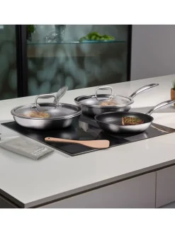 Edelstahlpfanne Bratpfanne | ohne Deckel in Silber