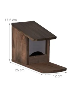 Eichhörnchen Futterhaus in Dunkelbraun - (B)12x (H)17,5 x (T)25 cm