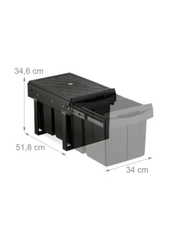 Einbaumülleimer in Schwarz - 1x 15 l + 2x 8 l