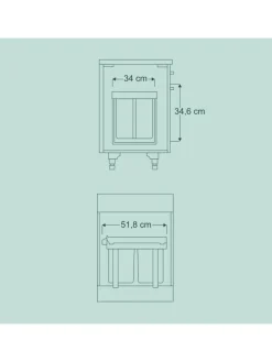 Einbaumülleimer in Schwarz - 1x 15 l + 2x 8 l