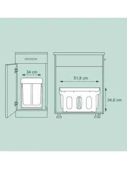 Einbaumülleimer in Schwarz - 1x 15 l + 2x 8 l