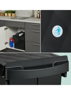 Einbaumülleimer in Schwarz - 2x 15 l