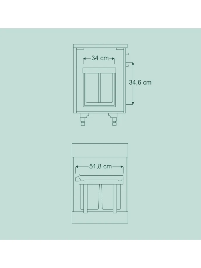 Einbaumülleimer in Schwarz - 2x 15 l