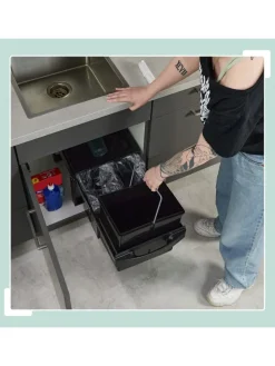 Einbaumülleimer in Schwarz - 2x 15 l