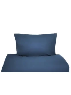 Einfarbige Bettwäsche 100% Baumwolle in Dunkelblau