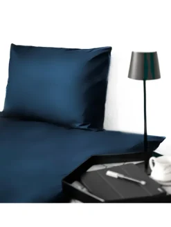 Einfarbige Bettwäsche 100% Baumwolle in Dunkelblau