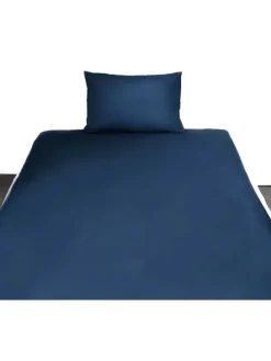 Einfarbige Bettwäsche 100% Baumwolle in Dunkelblau