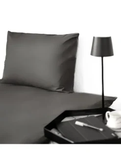 Einfarbige Bettwäsche 100% Baumwolle in Anthrazit