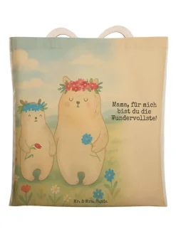 Einkaufstasche Bären mit Blumenkranz Design mit... in Weiß