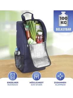 Einkaufstrolley in Dunkelblau - (B)58 x (H)103 x (T)39 cm