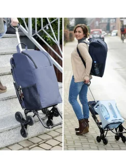 Einkaufstrolley in Dunkelblau - (B)58 x (H)103 x (T)39 cm