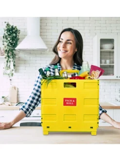 Einkaufstrolley in Gelb