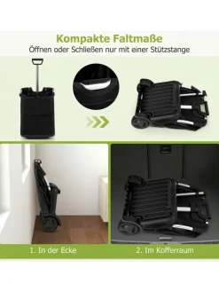 Einkaufstrolley klappbar 50 L in Schwarz