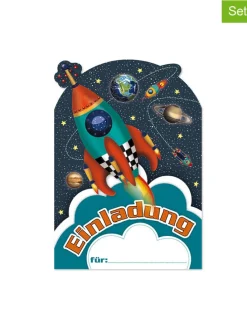 Einladungs-Set "Rakete" in Dunkelblau/ Rot