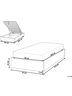 Einzelbett DINAN in Grau - (W) 97 x (H) 31 x (L) 214 cm