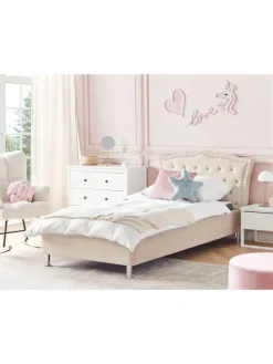 Einzelbett METZ in Beige/Silber - (W) 126 x (H) 102 x (L) 217 cm