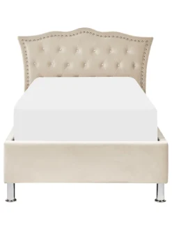 Einzelbett METZ in Beige/Silber - (W) 126 x (H) 102 x (L) 217 cm