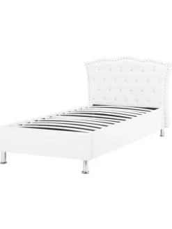 Einzelbett METZ in Weiß/Silber - (W) 126 x (H) 102 x (L) 217 cm