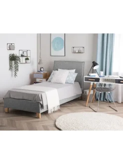 Einzelbett SENNEZ in Grau/Schwarz - (W) 100 x (H) 106 x (L) 211 cm