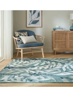 Eleganter Balkonteppich mit floralem Türkis-Design