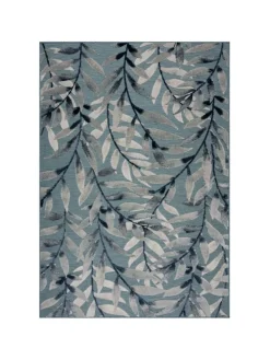 Eleganter Balkonteppich mit floralem Türkis-Design