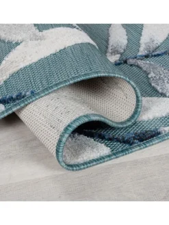 Eleganter Balkonteppich mit floralem Türkis-Design