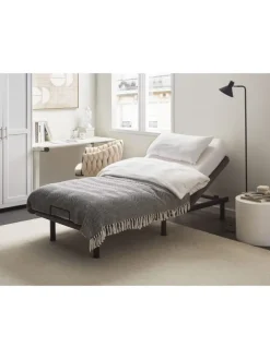 Elektrisch verstellbarer Lattenrost BRUNOY in Grau/Schwarz